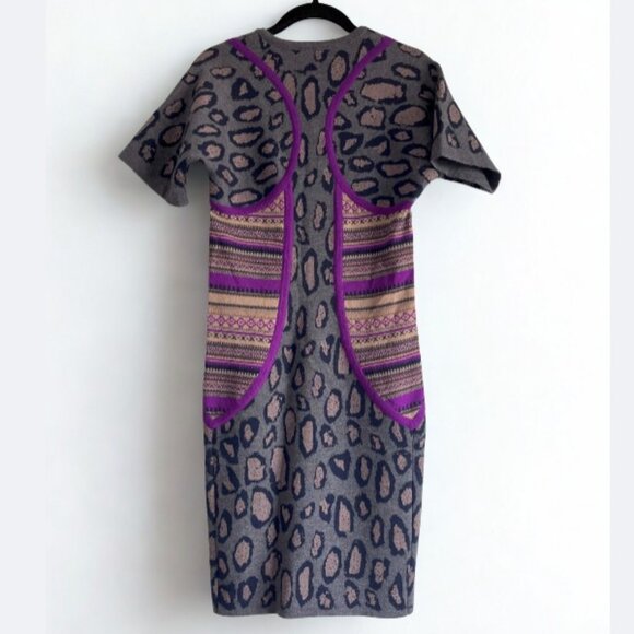 Cut25 by Yigal Azrouel 100% Merino Wool Leopard Bodycon Sweater Dress Size S - Picture 4 of 7